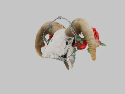 Stylized Ram Skull Emblem Low-poly 3D model