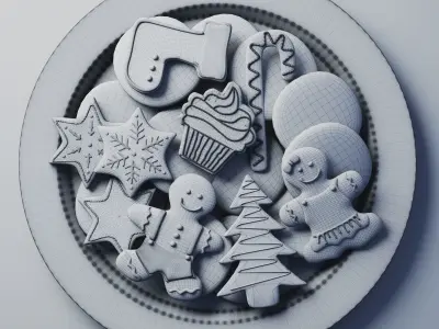 Christmas cookies Low-poly 3D model