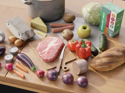 Food Pack Low-poly 3D model