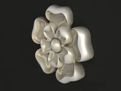 Round carved rosette flower 3D model