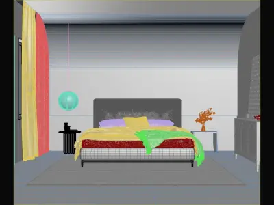 Comfortable bedroom interior scene 3D model 3D model