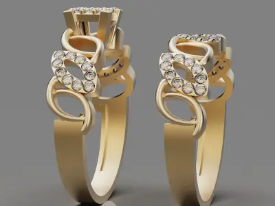 Lux ring silver gold sterling printable jewelry 3D model 3D print model 9