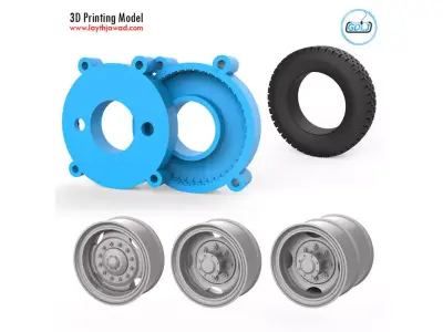 Truck Tire Mold With 3 Wheels 3D print model