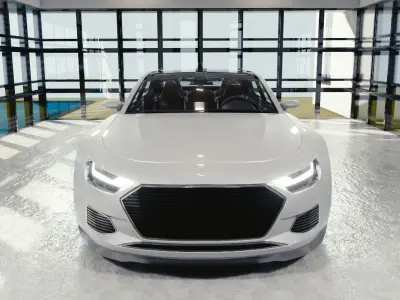 BLENDER EEVEE Brandless Extended Wheelbase 4 door sedan Low-poly 3D model