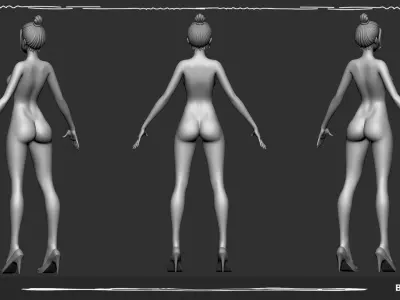 Stylized Body Anime with Block out   3D model