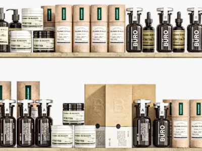 Rack in a beauty salon with luxury cosmetics 3D model