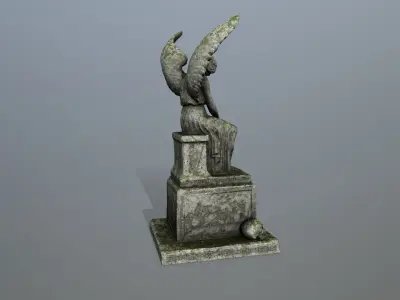 statue 3 with angel Low-poly 3D model