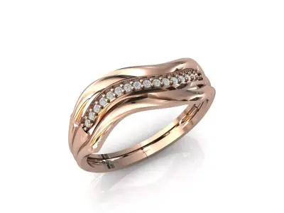 Women Ring Diamond Stone STL 3DM Lightweight Printable 3D print model 19
