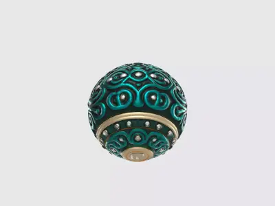 Ornate Emerald Holiday Bauble Decorative Ornament  Low-poly 3D model