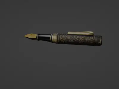 Luxury Fountain Pen - Gold and Black Edition 3D model