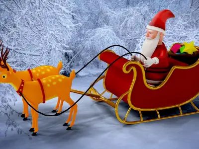 Cartoon Santa Claus with Deer Unity Package Low-poly 3D model