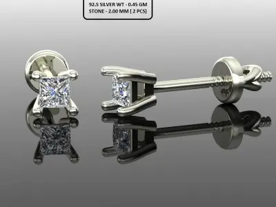 Women Diamond Earrings 3D print model 19