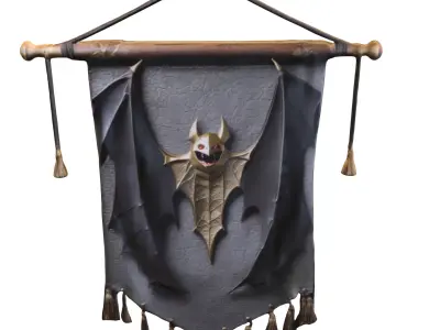 Gothic Bat Wall Banner Low-poly 3D model