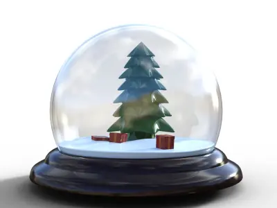 Snow Globe Christmas Low-poly 3D model