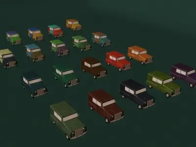 Low Poly Cars land rover Low-poly 3D model