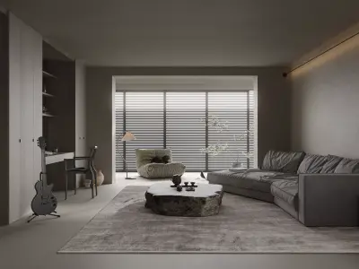 modern living room dining room interior scenes 38 3D model