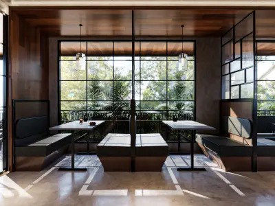 Coffee Shop 3D Industrial Style Blender - Fbx - Obj Low-poly 3D model