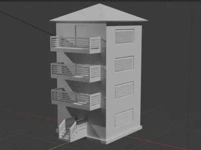 Awesome customizable 3d building model Low-poly 3D model