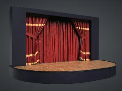 Theatre stage with curtains Low-poly 3D model