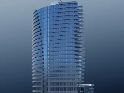 Hotel1 high rise building on sky 3D model