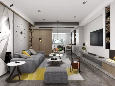 Luxury apartment living room 100 3D model