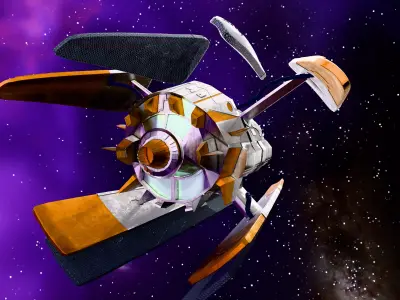 Stylized Sci Fi Spaceship 3D Model Game Ready Low-poly 3D model