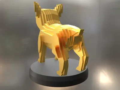 Parametric French Bulldog Puppy Low-poly 3D model