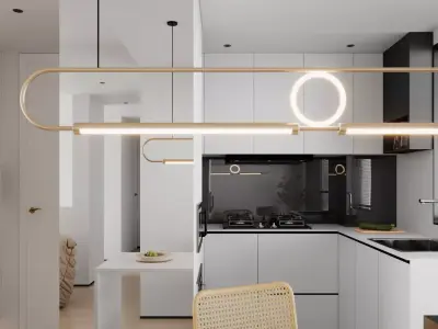 Modern living room dining room interior scenes 551 3D model