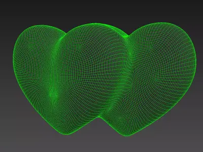Double Heart 3D model 3D model