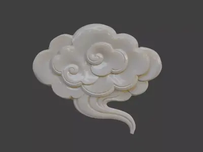 A 3D sculpture of auspicious cloud with cloud pattern decoration 3D print model