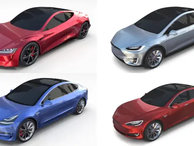 Tesla Collection Roadster Model S X 3 3D model