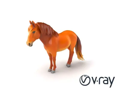 Chestnut Horse Equestrian Environment model pack Low-poly 3D model