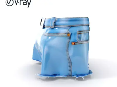 Denim Skirt Model Pack Low-poly 3D model