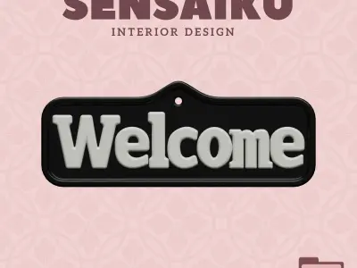 Welcome Door Sign 3D Print File for DIY Home Decor Sensaiku  3D print model