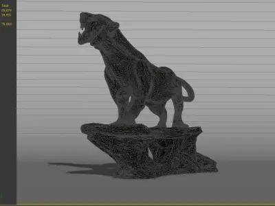 Ferocious tiger bronze stone city sculpture 3D model