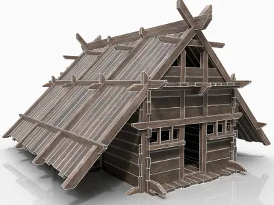 Viking Basic Hut Wooden House Cottage Medieval AAA Next Gen Free low-poly 3D model