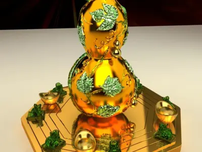 Chinese Gourd with Gold Ingot 3D model