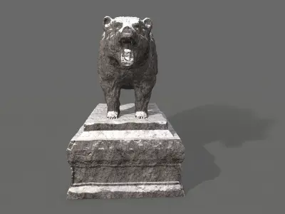Bear Statue 3 Low-poly 3D model