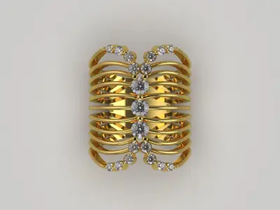 Yellow gold ring with diamond model blade design jr00076 3D print model