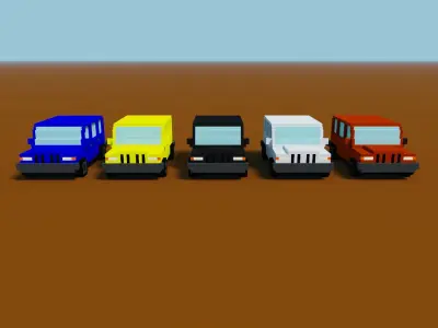 Voxel Jeep Low-poly 3D model