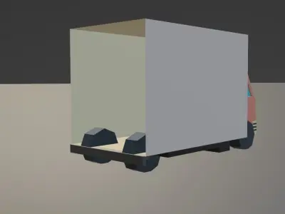 Truck low poly flat 3D model