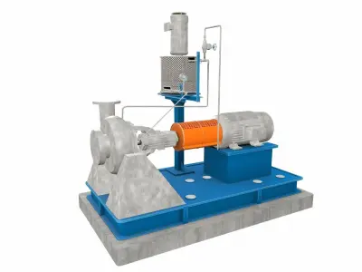 Water Centrifugal Pump PBR Low-poly 3D model