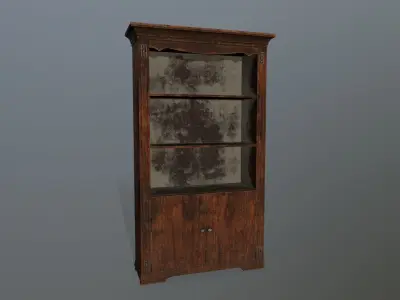 Cupboard 7 wooden bookcase Low-poly 3D model