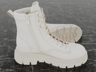 GREYDER 3D BOOTS - WHITE - HIGH Low-poly 3D model