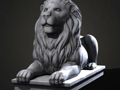 Stone Lion Statue Low-poly 3D model