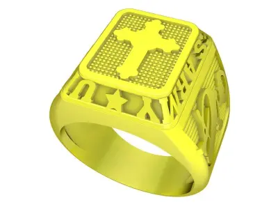Religious Cross Signet Ring Jewelry 3D Model  4317 3D print model
