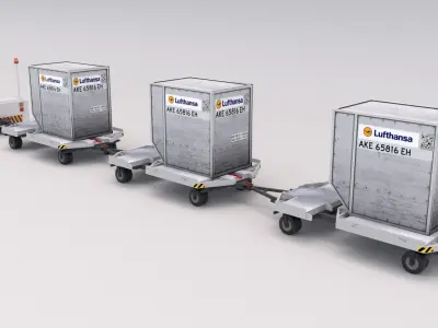 Baggage Tractor Low-poly 3D model