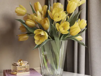 Tulip Flowers 4 in 1 Low-poly 3D model