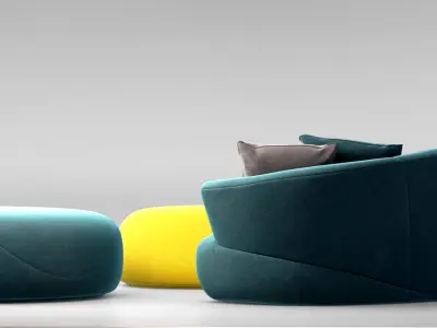 Giorgetti SOLEMYIDAE sofa and pouff  3D model