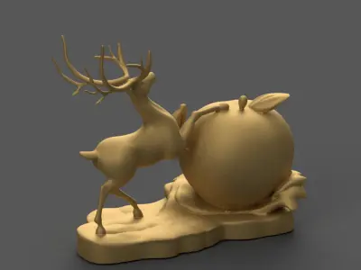 Deer Apple Sculpture  Elegant Home Decor 3D print model